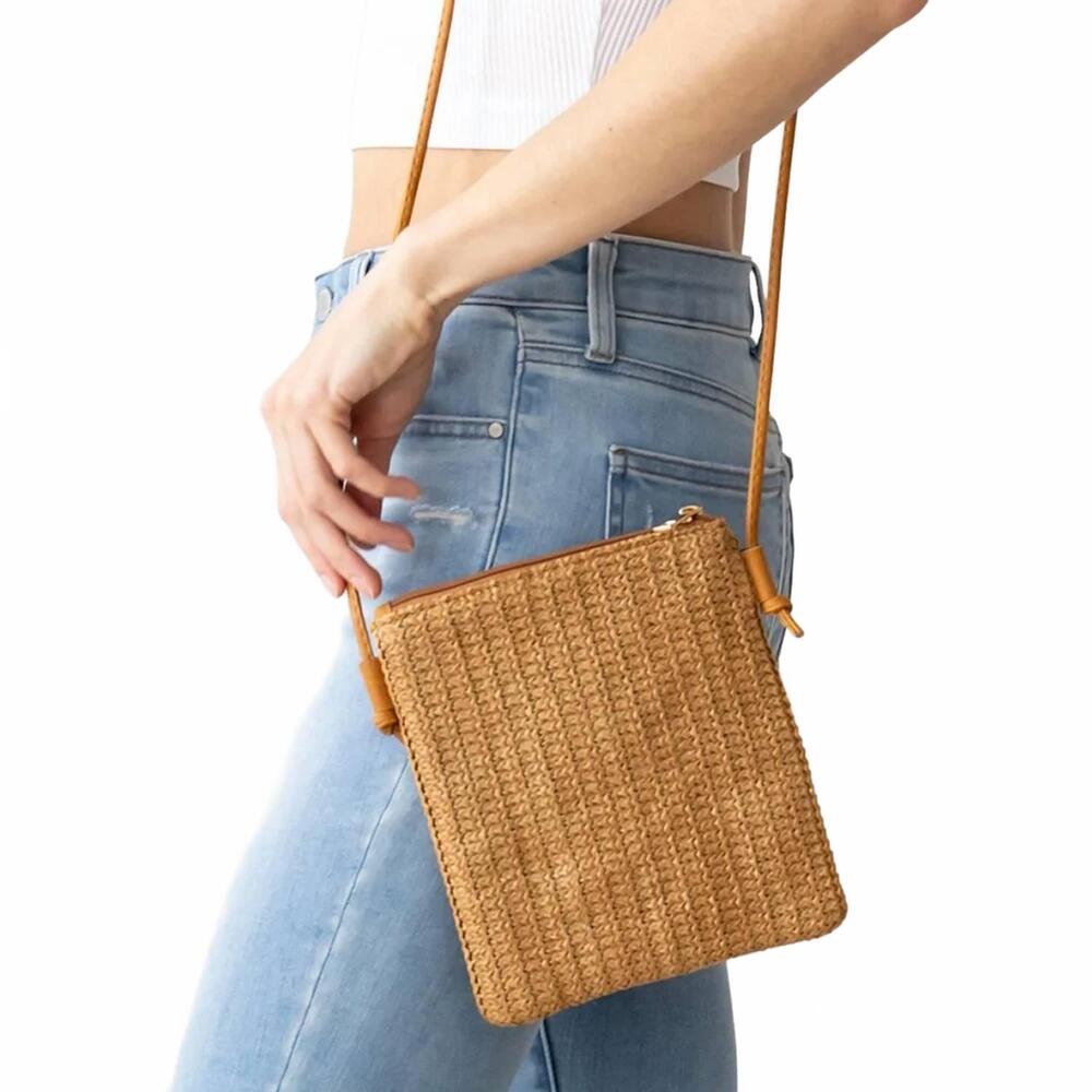 NEW JUDSON & CO. knit envelope crossbody bag in tan